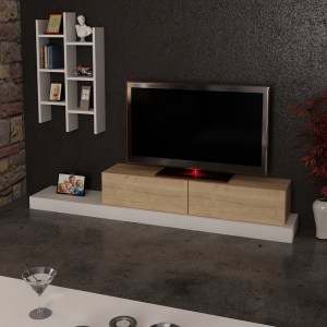 pak-120-000489-1 ΕΠΙΠΛΟ ΤΗΛΕΟΡΑΣΗΣ RUMBA PAKOWORLD ΣΕ ΛΕΥΚΗ-OAK ΑΠΟΧΡΩΣΗ 180X30X31ΕΚ
