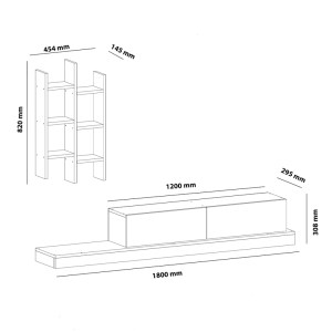 pak-120-000489-4 ΕΠΙΠΛΟ ΤΗΛΕΟΡΑΣΗΣ RUMBA PAKOWORLD ΣΕ ΛΕΥΚΗ-OAK ΑΠΟΧΡΩΣΗ 180X30X31ΕΚ