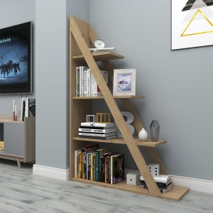 pak-120-000492-1 ΒΙΒΛΙΟΘΗΚΗ QUINA PAKOWORLD ΣΕ OAK ΑΠΟΧΡΩΣΗ 100X30X150ΕΚ