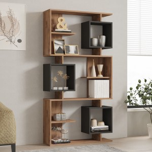pak-120-000519-1 ΒΙΒΛΙΟΘΗΚΗ CUBIX PAKOWORLD ΣΕ SONOMA-ΑΝΘΡΑΚΙ ΑΠΟΧΡΩΣΗ 90X24,6X171,90ΕΚ