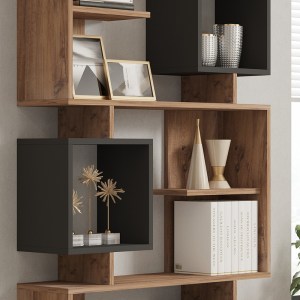 pak-120-000519-3 ΒΙΒΛΙΟΘΗΚΗ CUBIX PAKOWORLD ΣΕ SONOMA-ΑΝΘΡΑΚΙ ΑΠΟΧΡΩΣΗ 90X24,6X171,90ΕΚ