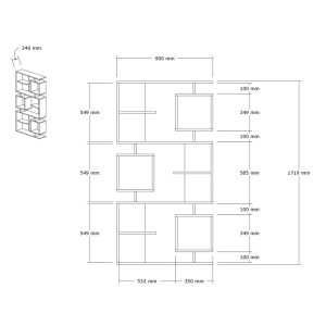 pak-120-000519-5 ΒΙΒΛΙΟΘΗΚΗ CUBIX PAKOWORLD ΣΕ SONOMA-ΑΝΘΡΑΚΙ ΑΠΟΧΡΩΣΗ 90X24,6X171,90ΕΚ