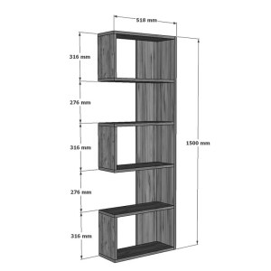 pak-120-000521-5 ΒΙΒΛΙΟΘΗΚΗ CASCADE PAKOWORLD ΣΕ ΣΚΟΥΡΟ ΚΑΡΥΔΙ ΑΠΟΧΡΩΣΗ 51.8X22X150ΕΚ