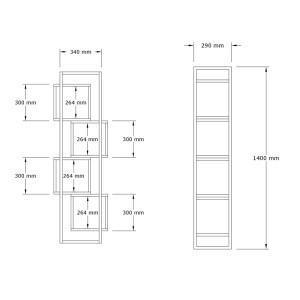 pak-120-000523-4 ΒΙΒΛΙΟΘΗΚΗ GRIDUR PAKOWORLD ΣΕ ΣΚΟΥΡΟ ΚΑΡΥΔΙ ΑΠΟΧΡΩΣΗ 44X29X140ΕΚ