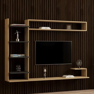 pak-120-000546-1 ΣΥΝΘΕΤΟ ΣΑΛΟΝΙΟΥ ΕΠΙΤΟΙΧΙΟ DILAN PAKOWORLD ΣΕ OAK-ΑΝΘΡΑΚΙ ΑΠΟΧΡΩΣΗ 180X29,60X121,80ΕΚ