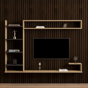 pak-120-000546-3 ΣΥΝΘΕΤΟ ΣΑΛΟΝΙΟΥ ΕΠΙΤΟΙΧΙΟ DILAN PAKOWORLD ΣΕ OAK-ΑΝΘΡΑΚΙ ΑΠΟΧΡΩΣΗ 180X29,60X121,80ΕΚ
