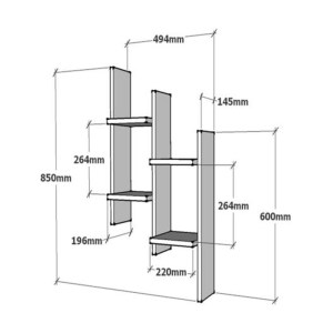 pak-120-000553-1 ΡΑΦΙΕΡΑ ΤΟΙΧΟΥ TABAL PAKOWORLD ΣΕ ΛΕΥΚΗ ΑΠΟΧΡΩΣΗ 49.4X14.5X85ΕΚ