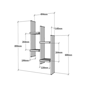 pak-120-000554-2 ΡΑΦΙΕΡΑ ΤΟΙΧΟΥ TABAL PAKOWORLD ΣΕ OAK ΑΠΟΧΡΩΣΗ 49.4X14.5X85ΕΚ