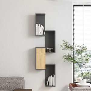 pak-120-000555-1 ΡΑΦΙΕΡΑ ΤΟΙΧΟΥ KONGO PAKOWORLD ΣΕ OAK- ΑΝΘΡΑΚΙ ΑΠΟΧΡΩΣΗ 44X20X159ΕΚ
