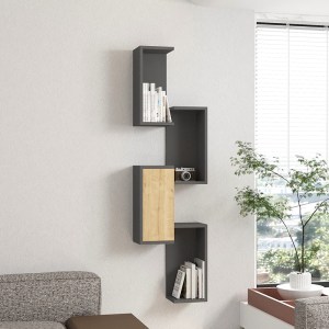 pak-120-000555 ΡΑΦΙΕΡΑ ΤΟΙΧΟΥ KONGO PAKOWORLD ΣΕ OAK- ΑΝΘΡΑΚΙ ΑΠΟΧΡΩΣΗ 44X20X159ΕΚ