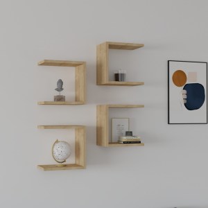 pak-120-000562-1 ΡΑΦΙΕΡΑ ΤΟΙΧΟΥ PERARI PAKOWORLD 4ΤΕΜ.ΣΕ OAK  ΑΠΟΧΡΩΣΗ 30X19.6X30ΕΚ