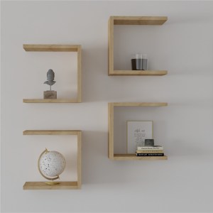 pak-120-000562-2 ΡΑΦΙΕΡΑ ΤΟΙΧΟΥ PERARI PAKOWORLD 4ΤΕΜ.ΣΕ OAK  ΑΠΟΧΡΩΣΗ 30X19.6X30ΕΚ