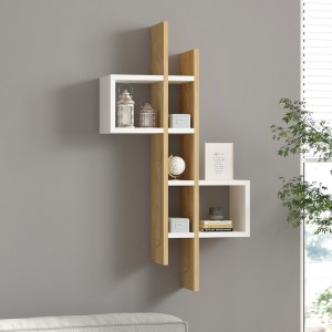 pak-120-000566 ΡΑΦΙΕΡΑ ΤΟΙΧΟΥ GAREL PAKOWORLD ΣΕ OAK-ΛΕΥΚΗ ΑΠΟΧΡΩΣΗ 53,8X19,6X108ΕΚ