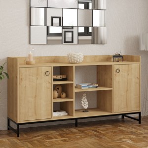 pak-120-000573-1 ΜΠΟΥΦΕΣ DELTA PAKOWORLD ΣΕ OAK ΑΠΟΧΡΩΣΗ ΜΕ ΜΑΥΡΑ ΜΕΤΑΛΛΙΚΑ ΠΟΔΙΑ 160X40X85ΕΚ
