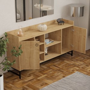 pak-120-000573-2 ΜΠΟΥΦΕΣ DELTA PAKOWORLD ΣΕ OAK ΑΠΟΧΡΩΣΗ ΜΕ ΜΑΥΡΑ ΜΕΤΑΛΛΙΚΑ ΠΟΔΙΑ 160X40X85ΕΚ