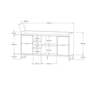 pak-120-000573-4 ΜΠΟΥΦΕΣ DELTA PAKOWORLD ΣΕ OAK ΑΠΟΧΡΩΣΗ ΜΕ ΜΑΥΡΑ ΜΕΤΑΛΛΙΚΑ ΠΟΔΙΑ 160X40X85ΕΚ