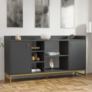 pak-120-000574-1 ΜΠΟΥΦΕΣ DELTA PAKOWORLD ΣΕ ΑΝΘΡΑΚΙ ΑΠΟΧΡΩΣΗ ΜΕ ΧΡΥΣΑ ΜΕΤΑΛΛΙΚΑ ΠΟΔΙΑ 160X40X85ΕΚ