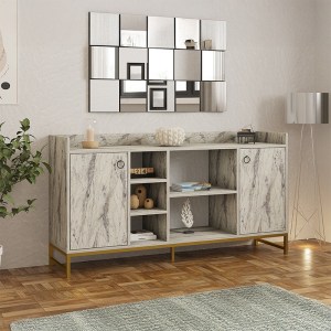 pak-120-000575-1 ΜΠΟΥΦΕΣ DELTA PAKOWORLD ΣΕ ΟΨΗ ΜΑΡΜΑΡΟΥ ΜΕ ΧΡΥΣΑ ΜΕΤΑΛΛΙΚΑ ΠΟΔΙΑ 160X40X85ΕΚ