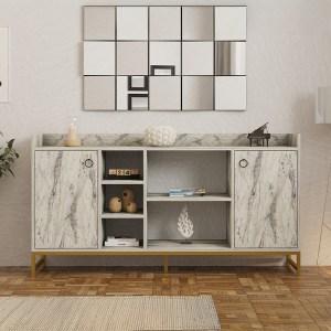 pak-120-000575-3 ΜΠΟΥΦΕΣ DELTA PAKOWORLD ΣΕ ΟΨΗ ΜΑΡΜΑΡΟΥ ΜΕ ΧΡΥΣΑ ΜΕΤΑΛΛΙΚΑ ΠΟΔΙΑ 160X40X85ΕΚ