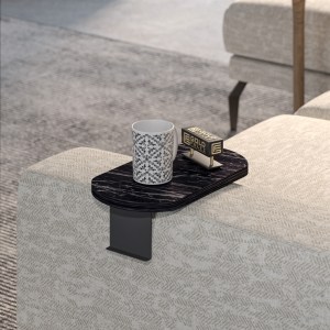 pak-120-000577-1 ΒΟΗΘΗΤΙΚΟ ΤΡΑΠΕΖΑΚΙ LINEA PAKOWORLD ΣΕ ΜΑΥΡΗ ΟΨΗ ΜΑΡΜΑΡΟΥ  ΜΕ ΜΑΥΡΑ ΜΕΤΑΛΛΙΚΑ ΠΟΔΙΑ 20X35X10ΕΚ