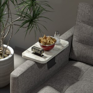 pak-120-000584-1 ΒΟΗΘΗΤΙΚΟ ΤΡΑΠΕΖΑΚΙ LINEA I PAKOWORLD ΣΕ ΓΚΡΙ ΟΨΗ ΜΑΡΜΑΡΟΥ  ΜΕ ΜΑΥΡΑ ΜΕΤΑΛΛΙΚΑ ΠΟΔΙΑ 20X35X10ΕΚ
