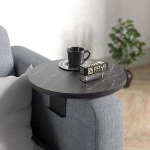 pak-120-000592-1 ΒΟΗΘΗΤΙΚΟ ΤΡΑΠΕΖΑΚΙ LINEA PAKOWORLD ΣΕ ΜΑΥΡΗ ΟΨΗ ΜΑΡΜΑΡΟΥ ΜΕ ΜΑΥΡΑ ΜΕΤΑΛΛΙΚΑ ΠΟΔΙΑ Φ35,5X5ΕΚ