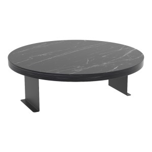 pak-120-000592 ΒΟΗΘΗΤΙΚΟ ΤΡΑΠΕΖΑΚΙ LINEA PAKOWORLD ΣΕ ΜΑΥΡΗ ΟΨΗ ΜΑΡΜΑΡΟΥ ΜΕ ΜΑΥΡΑ ΜΕΤΑΛΛΙΚΑ ΠΟΔΙΑ Φ35,5X5ΕΚ