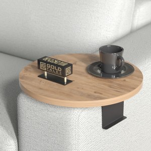 pak-120-000593-1 ΒΟΗΘΗΤΙΚΟ ΤΡΑΠΕΖΑΚΙ LINEA PAKOWORLD ΣΕ SONOMA ΑΠΟΧΡΩΣΗ ΜΕ ΜΑΥΡΑ ΜΕΤΑΛΛΙΚΑ ΠΟΔΙΑ Φ35,5X5ΕΚ