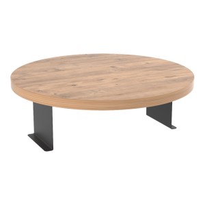 pak-120-000593 ΒΟΗΘΗΤΙΚΟ ΤΡΑΠΕΖΑΚΙ LINEA PAKOWORLD ΣΕ SONOMA ΑΠΟΧΡΩΣΗ ΜΕ ΜΑΥΡΑ ΜΕΤΑΛΛΙΚΑ ΠΟΔΙΑ Φ35,5X5ΕΚ