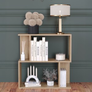 pak-120-000617-1 ΒΙΒΛΙΟΘΗΚΗ-ΡΑΦΙΕΡΑ ΔΑΠΕΔΟΥ KADU PAKOWORLD ΣΕ OAK ΑΠΟΧΡΩΣΗ  72X22X71ΕΚ