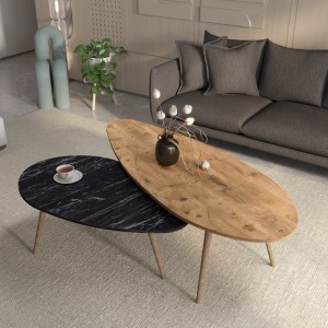 pak-120-000623 ΤΡΑΠΕΖΙΑ ΣΑΛΟΝΙΟΥ MONTY PAKOWORLD 2 ΤΕΜ ΣΕ ΦΥΣΙΚΗ-ΜΑΥΡΟΥ ΜΑΡΜΑΡΟΥ ΑΠΟΧΡΩΣΗ