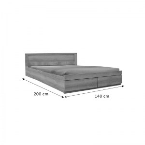 pak-123-000206-5 ΚΡΕΒΑΤΙ ΔΙΠΛΟ NALOS PAKOWORLD ΜΕ ΣΥΡΤΑΡΙ CASTILLO-OAK 140X200ΕΚ