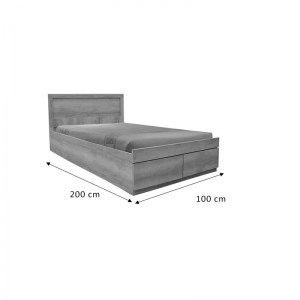 pak-123-000207-5 ΚΡΕΒΑΤΙ ΜΟΝΟ NALOS PAKOWORLD ΜΕ ΣΥΡΤΑΡΙ CASTILLO-OAK 100X200ΕΚ