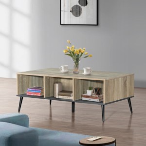 pak-123-000262 ΤΡΑΠΕΖΙ ΣΑΛΟΝΙΟΥ ZEZAN PAKOWORLD ΣΕ SONOMA-ΑΝΘΡΑΚΙ ΑΠΟΧΡΩΣΗ 121X60X44.5ΕΚ