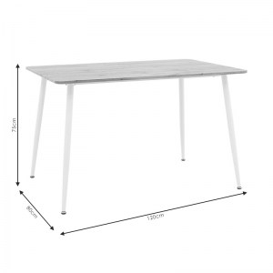 pak-127-000139-4 ΤΡΑΠΕΖΙ CUBA PAKOWORLD MDF SONOMA-ΛΕΥΚΟ 120X80X75ΕΚ