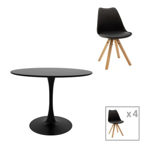pak-127-000173 ΤΡΑΠΕΖΑΡΙΑ BALOU-CARON ΣΕΤ 5ΤΕΜ PAKOWORLD MDF ΚΑΙ PP ΣΕ ΜΑΥΡΗ-ΦΥΣΙΚΗ ΑΠΟΧΡΩΣΗ Φ100X75ΕΚ