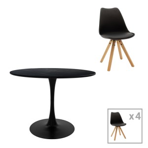 pak-127-000175 ΤΡΑΠΕΖΑΡΙΑ BALOU I-CARON A ΣΕΤ 5ΤΕΜ PAKOWORLD MDF ΚΑΙ PP ΣΕ ΜΑΥΡΗ-ΦΥΣΙΚΗ ΑΠΟΧΡΩΣΗ Φ120X75ΕΚ
