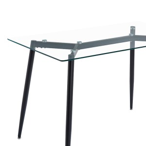 pak-127-000180-5 ΤΡΑΠΕΖΙ QUANA PAKOWORLD ΓΥΑΛΙΝΟ 8ΧΙΛ ΔΙΑΦΑΝΟ - ΛΕΥΚΟ ΠΟΔΙ 120X70X75ΕΚ