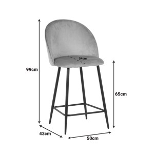 pak-128-000072-6 ΣΚΑΜΠΟ ΜΠΑΡ ΜΕΣΑΙΟΥ ΥΨΟΥΣ PERCH PAKOWORLD ΒΕΛΟΥΔΟ ΣΕ ΜΑΥΡΗ ΑΠΟΧΡΩΣΗ ΜΕ ΜΑΥΡΑ ΜΕΤΑΛΛΙΚΑ ΠΟΔΙΑ 50X43X99ΕΚ