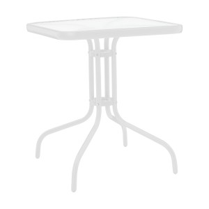 pak-130-000089 ΤΡΑΠΕΖΙ WATSON PAKOWORLD ΜΕΤΑΛΛΟ ΛΕΥΚΟ- ΓΥΑΛΙ 70X70X70ΕΚ