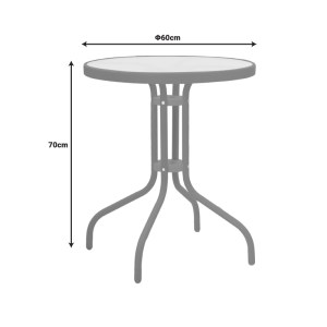 pak-130-000122-8 ΤΡΑΠΕΖΑΡΙΑ CALAN-WATSON PAKOWORLD ΣΕΤ 3ΤΕΜ ΜΕΤΑΛΛΟ ΣΑΜΠΑΝΙΖΕ-ΓΥΑΛΙ Φ60X70ΕΚ
