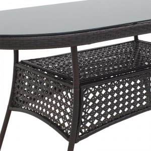pak-140-000037-2 ΤΡΑΠΕΖΙ CELLIN PAKOWORLD ΜΕΤΑΛΛΟ-PE RATTAN ΚΑΦΕ 160X80X77ΕΚ