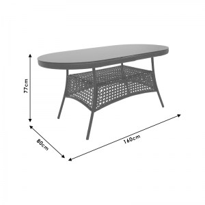pak-140-000037-3 ΤΡΑΠΕΖΙ CELLIN PAKOWORLD ΜΕΤΑΛΛΟ-PE RATTAN ΚΑΦΕ 160X80X77ΕΚ