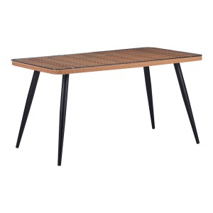 pak-140-000059 ΤΡΑΠΕΖΙ NAOKI PAKOWORLD ΓΥΑΛΙΝΟ- PE RATTAN ΣΕ ΦΥΣΙΚΗ ΑΠΟΧΡΩΣΗ ΜΕ ΜΑΥΡΑ ΠΟΔΙΑ 140X80X78ΕΚ