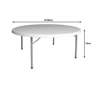 pak-142-000019-2 ΤΡΑΠΕΖΙ ΒΑΛΙΤΣΑ CATERING COMFORT PAKOWORLD ΠΤΥΣΣΟΜΕΝΟ ΣΤΡΟΓΓΥΛΟ ΣΕ ΛΕΥΚΗ ΑΠΟΧΡΩΣΗ Φ180X74ΕΚ
