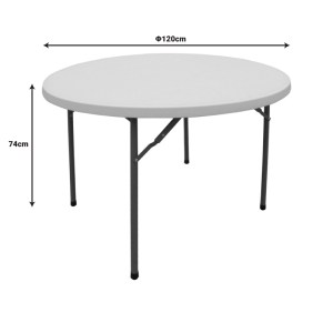 pak-142-000020-2 ΤΡΑΠΕΖΙ CATERING COMFORT PAKOWORLD ΠΤΥΣΣΟΜΕΝΟ ΣΤΡΟΓΓΥΛΟ ΣΕ ΛΕΥΚΗ ΑΠΟΧΡΩΣΗ Φ120X74ΕΚ