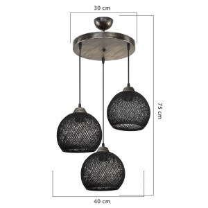 pak-147-000110-3 ΦΩΤΙΣΤΙΚΟ ΟΡΟΦΗΣ ΤΡΙΦΩΤΟ PWL-1121 PAKOWORLD Ε27 ΜΑΥΡΟ-BRONZE Φ40X80ΕΚ