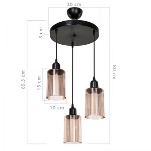 pak-147-000121-3 ΦΩΤΙΣΤΙΚΟ ΟΡΟΦΗΣ ΤΡΙΦΩΤΟ PWL-1195 PAKOWORLD Ε27 ΜΑΥΡΟ-AMBER Φ30X80ΕΚ
