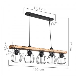 pak-147-000140-3 ΦΩΤΙΣΤΙΚΟ ΟΡΟΦΗΣ ΠΕΝΤΑΦΩΤΟ JAZZY PAKOWORLD Ε27 ΚΑΡΥΔΙ-ΜΑΥΡΟ 100X12X75ΕΚ