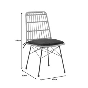 pak-152-000017-7 ΚΑΡΕΚΛΑ NAOKI PAKOWORLD RATTAN ΣΕ ΦΥΣΙΚΗ ΑΠΟΧΡΩΣΗ ΜΕ ΜΑΥΡΟ ΜΑΞΙΛΑΡΙ ΚΑΙ ΜΕΤΑΛΛΙΚΟ ΜΑΥΡΟ ΠΟΔΙ 45X60X83ΕΚ